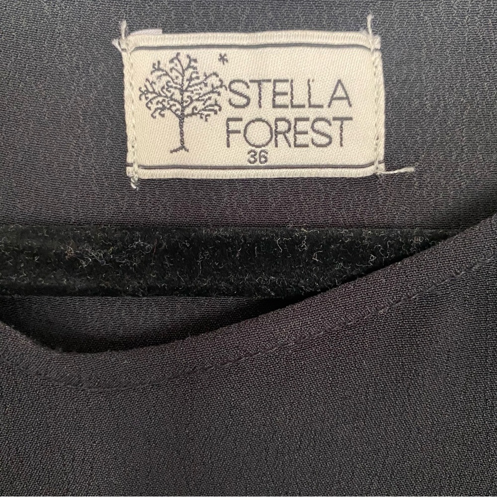 Stella Forest Womens Black Embroidered Blouse Shark Bite Hem Poncho EU Size 36 - Picture 8 of 10
